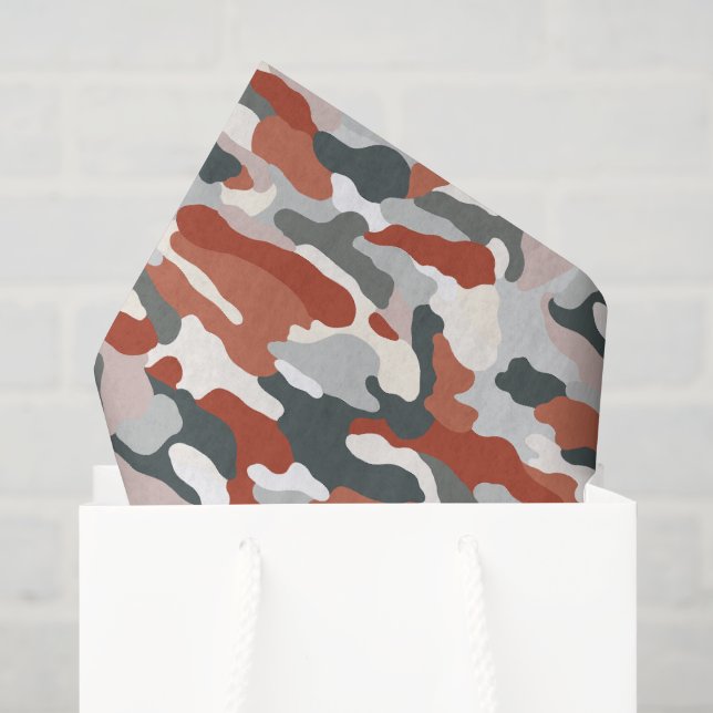 Papier Mousseline Camouflage Teracotta (Sac cadeau)