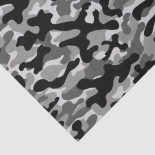 Papier Mousseline Camouflage Urbain Gris Noir 