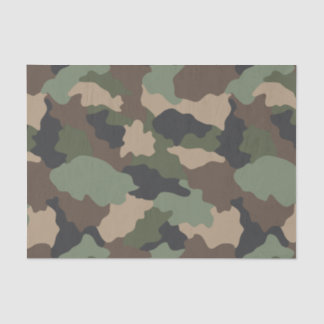 Papier Mousseline Camouflage Woodland Camo Militaire Kaki Tan Black
