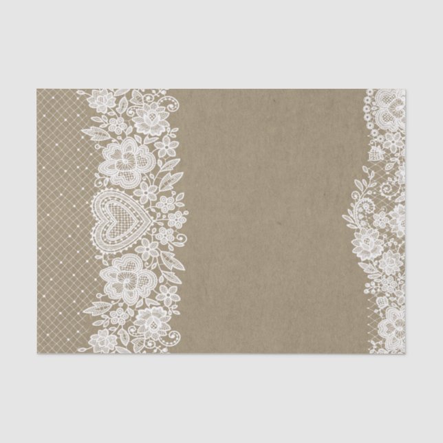 Papier Mousseline Campagne Kraft & Lace Ferme Maison Barn Chic (Recto)