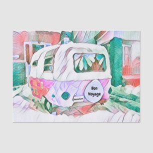 Papier Mousseline Camper Retro Vintage Hippie Bon Voyage Adventure