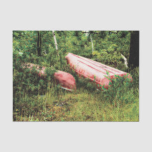 Papier Mousseline Camping Vintage Découpage de canoë-kayak rouge