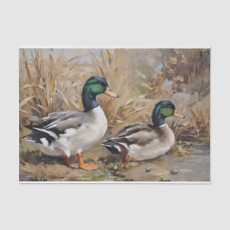 Papier Mousseline Canards colverts aquarelle découpage