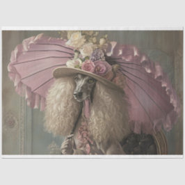 Papier Mousseline Caniche français standard en Découpage rose