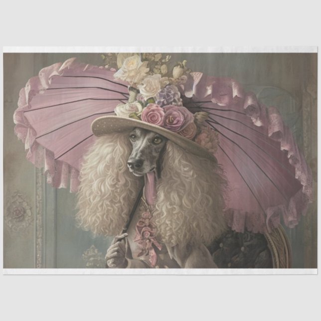 Papier Mousseline Caniche français standard en Découpage rose (Recto)