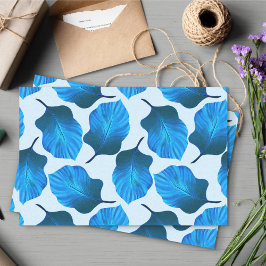 Papier Mousseline Canna Tropicanna Feuilles tropicaux en bleu