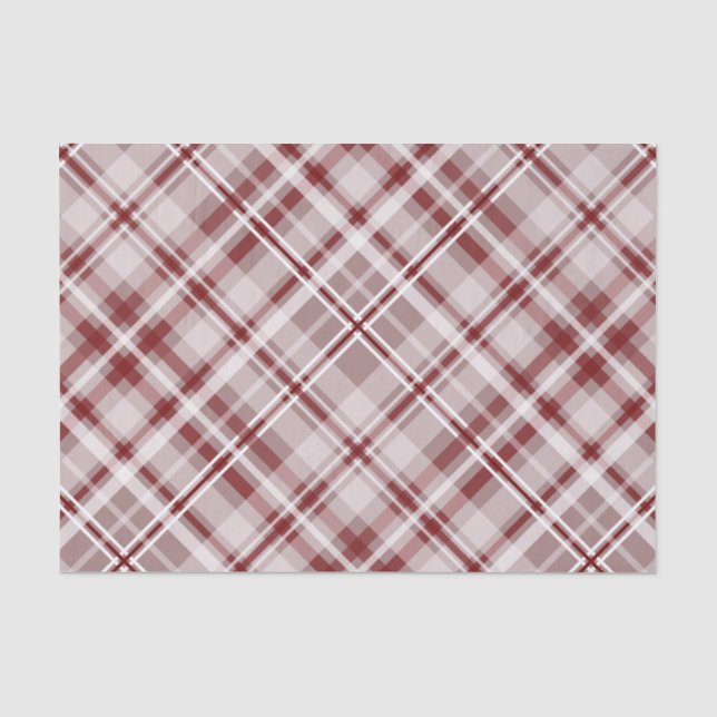 Papier Mousseline canneberge rouge blanc diagonale plaid (Recto)