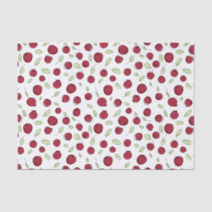 Papier Mousseline canneberges et feuilles sur blanc, mignon style do