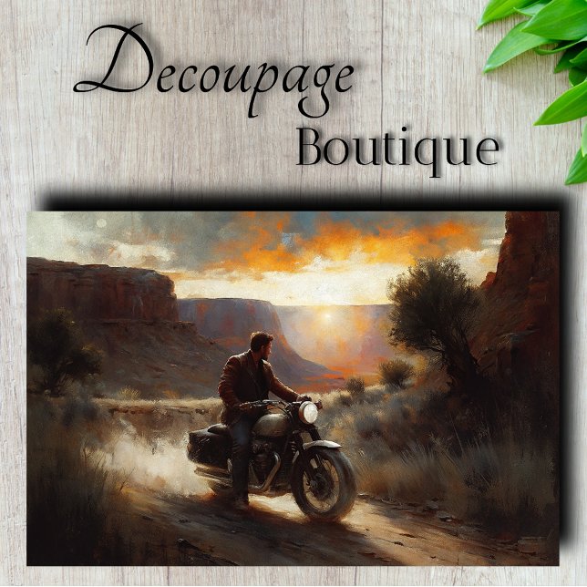 Papier Mousseline Canyon Moto Voyage Découpage (Canyon Motorcycle Journey Decoupage Tissue Paper)