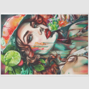 Papier Mousseline Caoutchouc de cocktail Mojito Papier de découpage