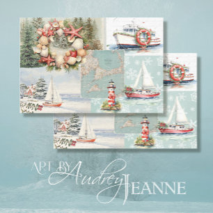 Papier Mousseline Cape Cod Rustic Christmas Trees Bateaux Light Hous
