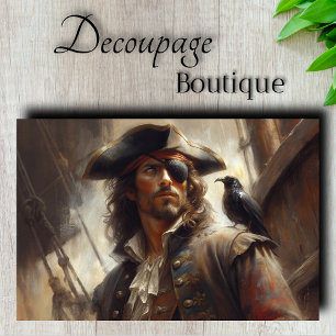 Papier Mousseline Capitaine pirate Raven Decoupage