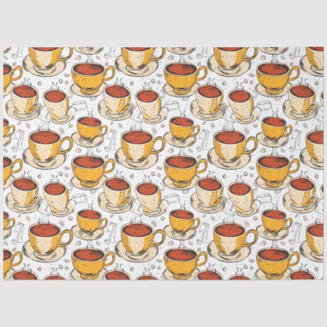Papier Mousseline Cappuccino Café éphémère motif de collage (Recto)