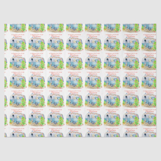 Papier Mousseline Caravane de Noël Retro Camper Papier Tissu (Recto)