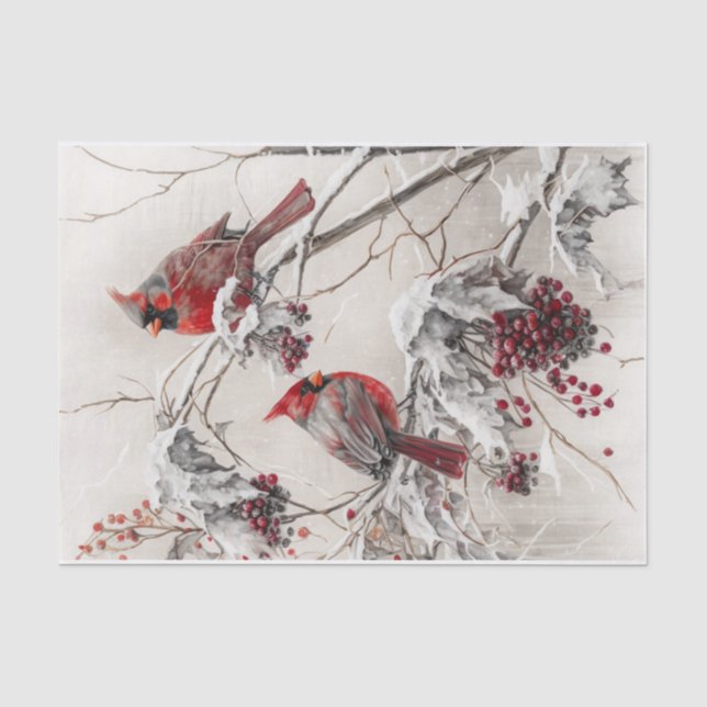 Papier Mousseline Cardinal d'hiver (Recto)