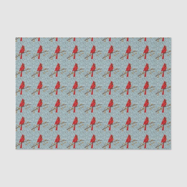 Papier Mousseline Cardinal Rouge, l'oiseau de Noël (Recto)