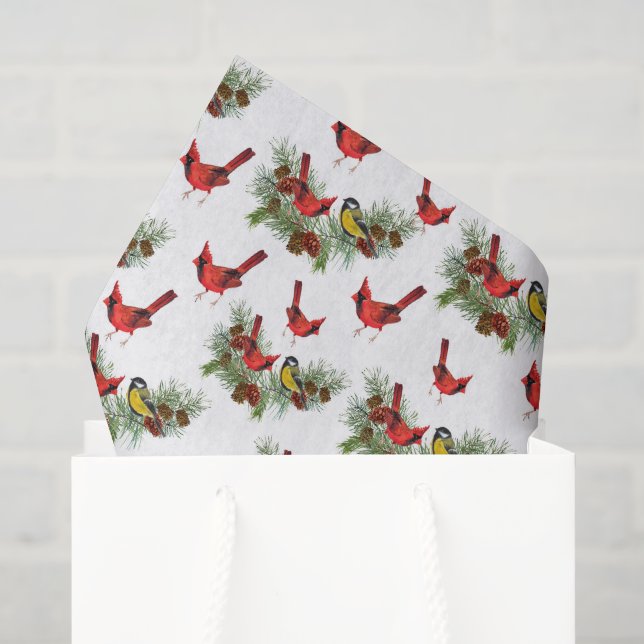 Papier Mousseline cardinaux de Noël (Sac cadeau)