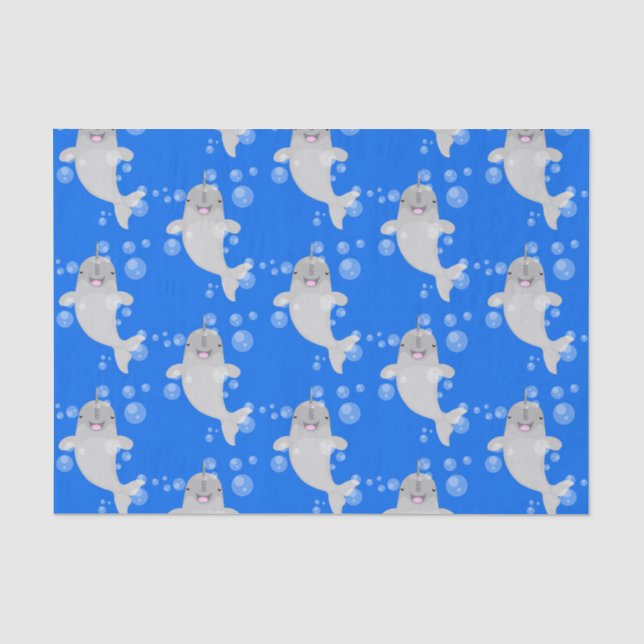 Papier Mousseline Caricature de bulles de narval joyeux (Recto)