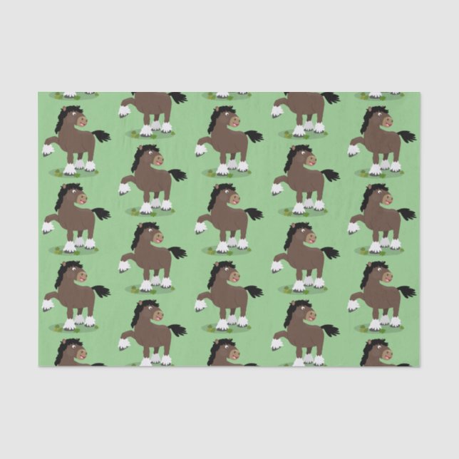 Papier Mousseline Caricature de cheval de trait de Cute Clydesdale (Recto)
