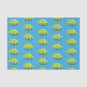 Papier Mousseline Caricature de dinosaure de triceratops vert mignon