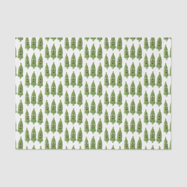 Papier Mousseline Caricature de légumes de l'okra chantante mignonne (Recto)