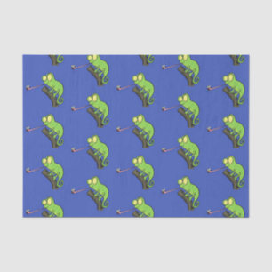 Papier Mousseline Caricature de lézard de caméléon vert joyeux