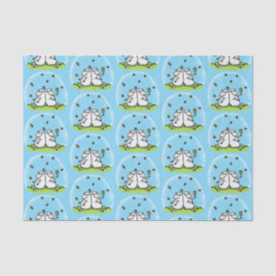 Papier Mousseline Caricature de moutons mignons amis et papillons