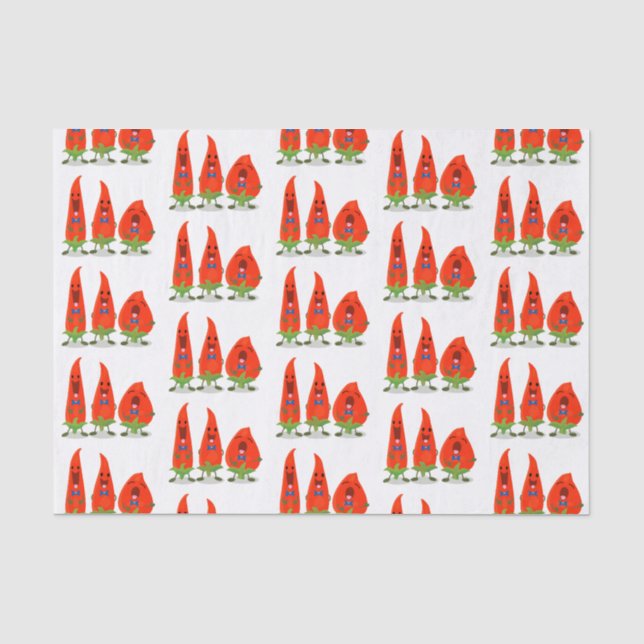 Papier Mousseline Caricature de piments chantants mignons (Recto)