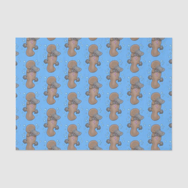 Papier Mousseline Caricature de platypus bébé très heureuse (Recto)