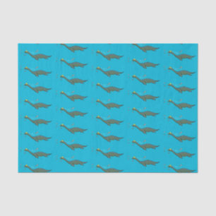 Papier Mousseline Caricature de plesiosaure, monstre marin mignon et
