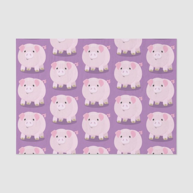 Papier Mousseline Caricature de porc mignon rose pot vendue (Recto)
