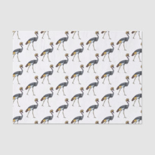 Papier Mousseline Caricature d'oiseau de grue couronné gris