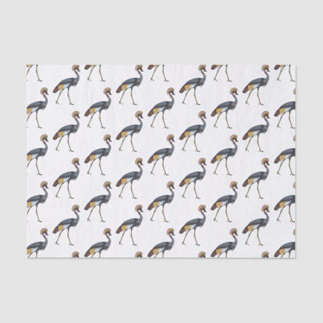Papier Mousseline Caricature d'oiseau de grue couronné gris (Recto)