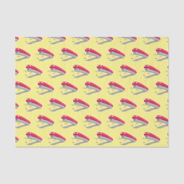 Papier Mousseline Caricature en agrafeuse rouge pâle (Recto)