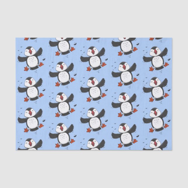 Papier Mousseline Caricature en bleu bouffin joyeux (Recto)