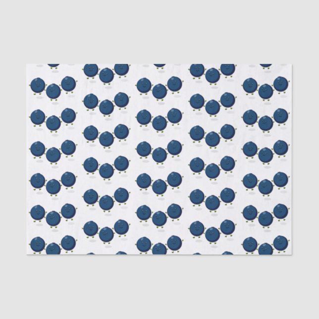 Papier Mousseline Caricature mignonne de bleuets violets (Recto)