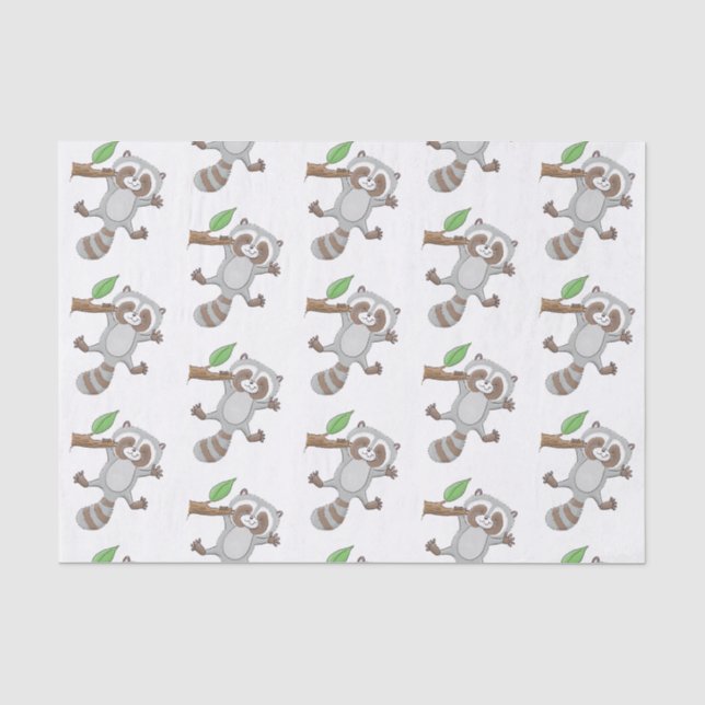 Papier Mousseline Caricature pour bébé au raton laveur joyeux (Recto)
