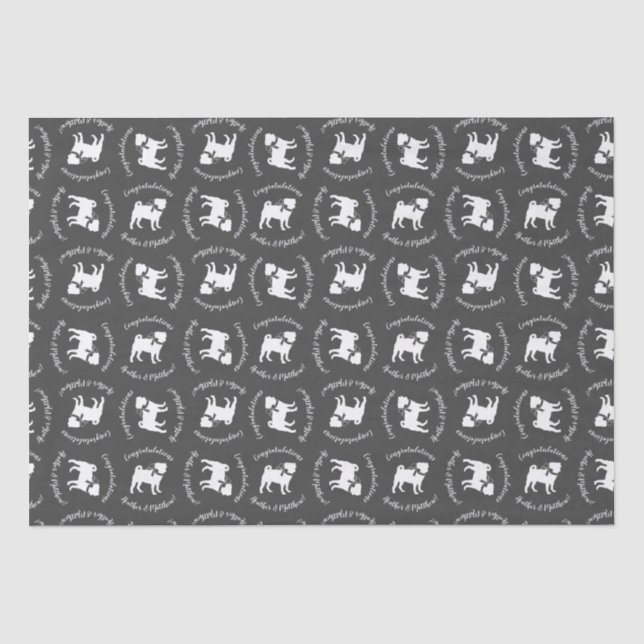 Papier Mousseline Carlin Chien Baby shower Thème Chien Chiot Neutre  (Recto)