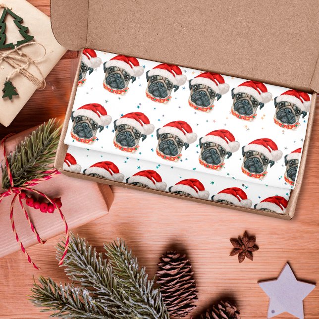 Papier Mousseline Carlin Chien race Étoiles de Noël (Créateur téléchargé)