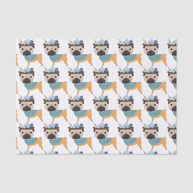 Papier Mousseline Carlin de Hanoukka Dreidel (personnalisable) (Recto)