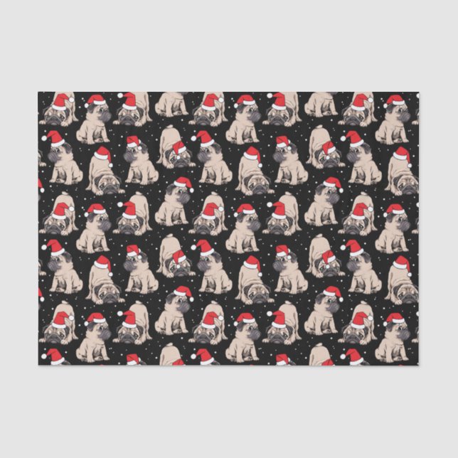 Papier Mousseline Carlins en Santa Hats Motif de Noël (Recto)