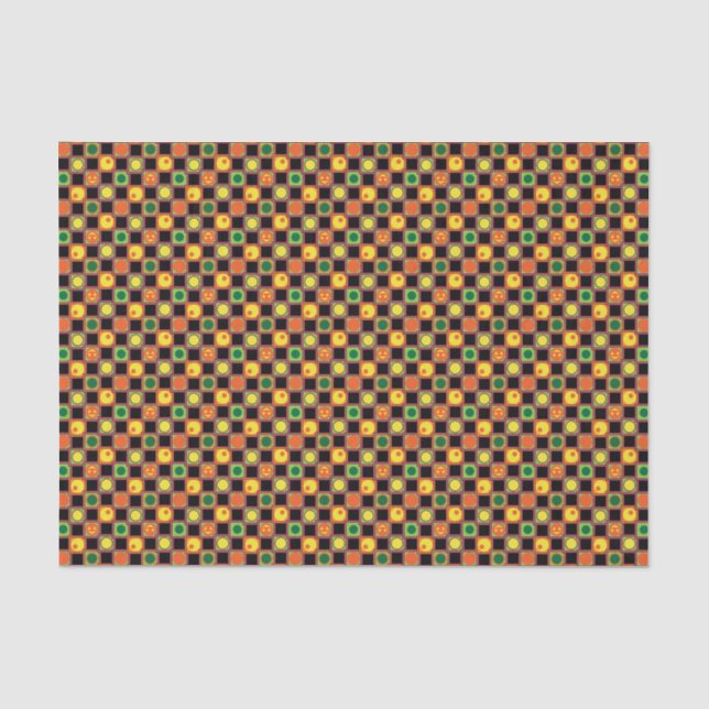 Papier Mousseline Carré de Polka Dot Motif Citrouille d'Halloween (Recto)