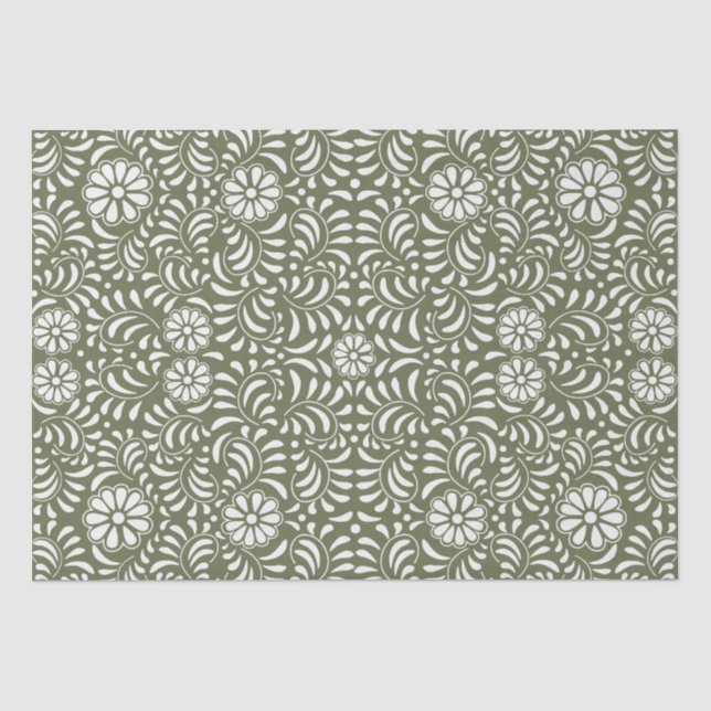 Papier Mousseline Carreau de Talavera vert de style espagnol Fiesta (Recto)