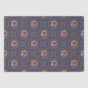 Papier Mousseline Carreau géométrique mandala d'astrologie du Bélier