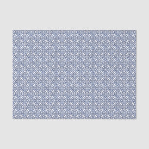 Papier Mousseline Carreaux d'azulejo espagnols bleu foncé et blancs