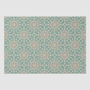 Papier Mousseline Carreaux de diamant Mandala de Sage & Sable Rétro