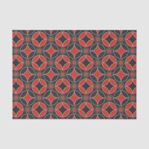 Papier Mousseline carrelage art déco motif en rouge&noir