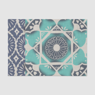 Papier Mousseline Carrelage bleu Batik II