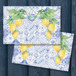 Papier Mousseline Carrelage bleu citron blanc Carrelage rustique Fer