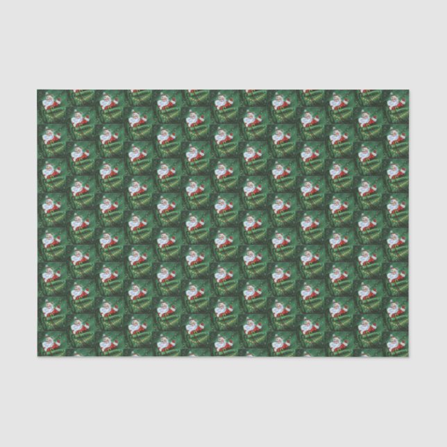 Papier Mousseline carrelage de Noël rétro Père Noël  (Recto)